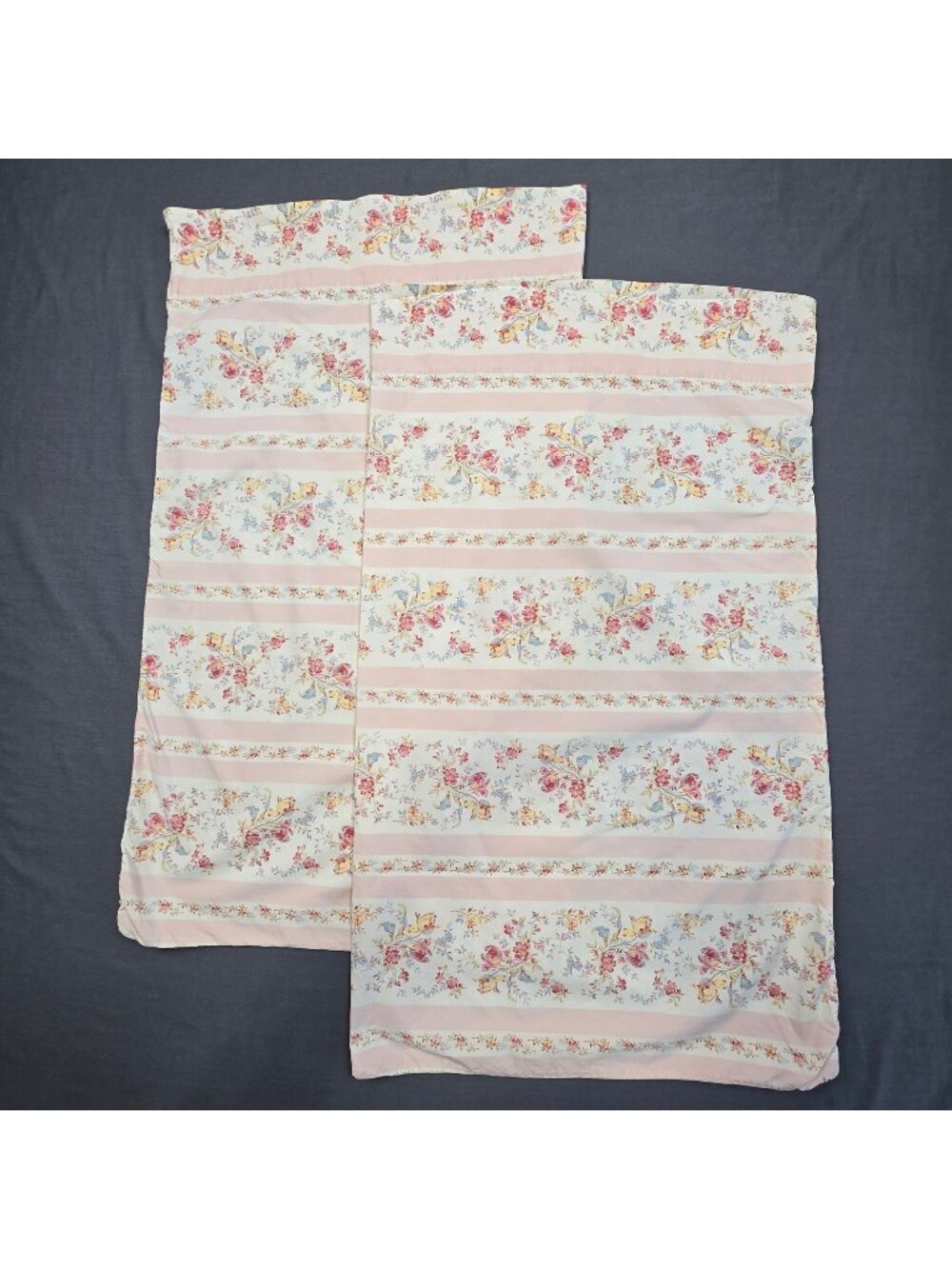 Ralph Lauren Standard Pillowcases MILLICENT Floral Striped 100% Cotton Vintage